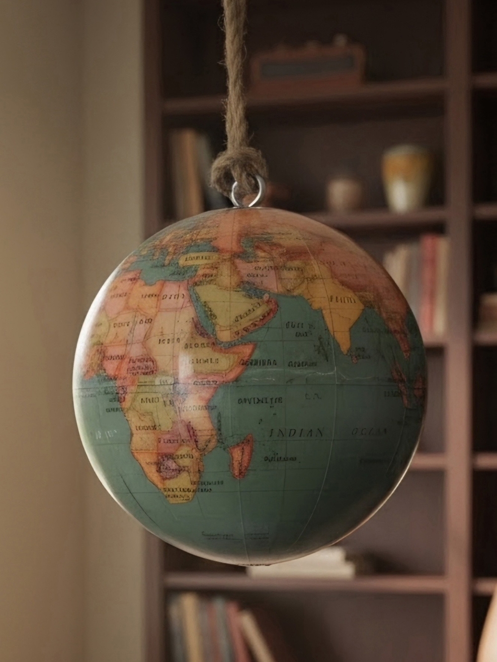 Vintage Pier 1 Paper Mache Globe Ornament 3.5 Inch